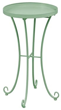 Beliani Garden Side Table Vintage Metal Round 40 cm Green Cavinia