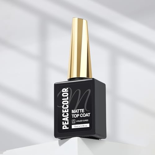 PEACECOLOR Matte Top Coat Gel Nail Polish 15ml U V/LED Cured Matt Top Coat for Nails Long-Lasting Chip-Resistant Matte Finish Gel for Nail Art Beginners & Salons