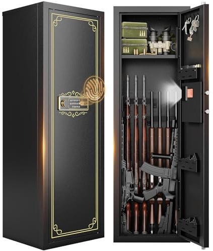 KAER 12-15 Fingerprint Long Gun Safe for Rifles & Pistols | Password Lock | Adjustable Shelves | Perfect for Apartments, Homes, Offices | Secure Storage and Quick Access Gun Cabinet