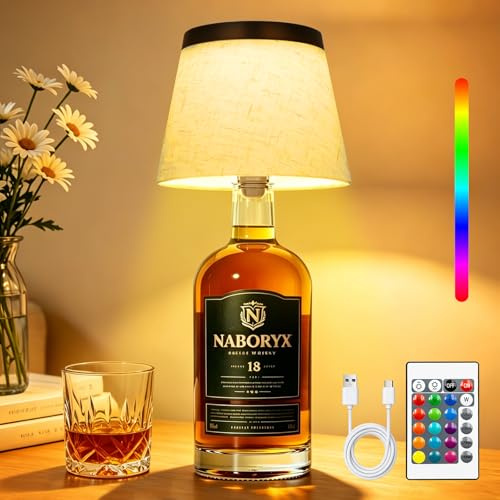 1 Pc Rechargeable Bottle Lights - Table Lamp With Remote Control (Yellow) | Wireless Bottle Lamp Can Be Used Continuously For 20-60 Hours, Suitable For Bar, Restaurant, Room Decor, And Festivals