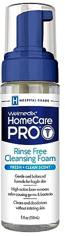 Welmedix HomeCare PRO No Rinse Body Wash Cleansing Foam, Easier Cleansing for Caregivers Managing Incontinence, Pressure ulcers, bedsores + use with Adult Wipes, Disposable washcloth (5oz)