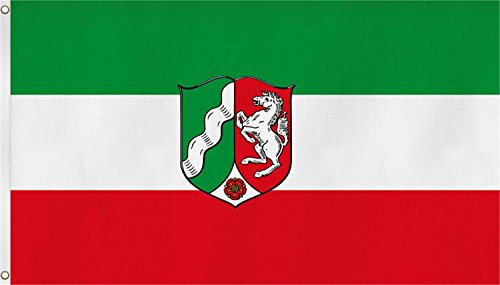 Fahne/Flagge mit zwei Metallösen zur Befestigung und zum Hissen - Größe 90 x 150 cm Farbe Nordrhein Westfalen