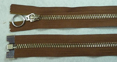 Opti Reißverschluss Metall teilbar Ringgriff 90cm braun