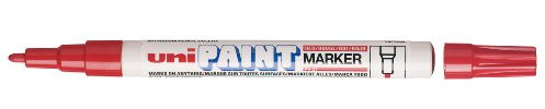 Uniball Uni Paint PX21/R Marqueur peinture à huile Pointe fine ogive Encre à pigmentation Rouge Lot de 12