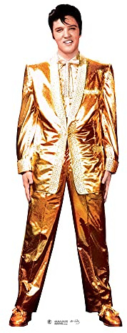 Star Cutouts SC318 Elvis Presley Gold Suit Lifesize Cardboard Cutout – Rock ’n’ Roll Music Display, Party Decoration & Collector Gift