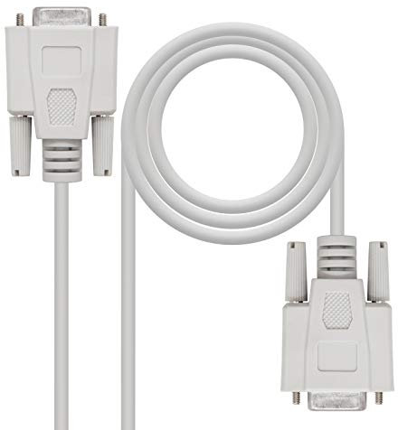 NANOCABLE 10.14.0602 - Cable Serie RS232 de comunicaciones Null Modem, DB9/H-DB9/H, Hembra-Hembra, Beige, 1.8mts