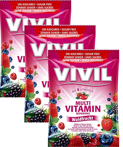 VIVIL Sugar Free Wild Berry Flavour Multi Vitamin Sweets 3 x 60g