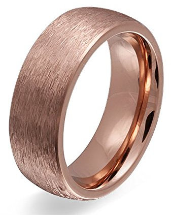 Adomio -Ring Trauring Antragsring Partnerring Edelstahl Rosegold vergoldet - mit gratis Gravur 60 (19.1) E-FU-H