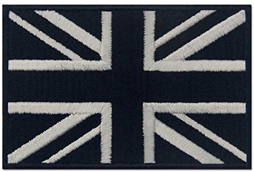 Taktisch Britische Union Jack England-Flagge Emblem Grossbritannien Bestickter Aufnäher zum Aufbügeln/Annähen, weiß schwarz
