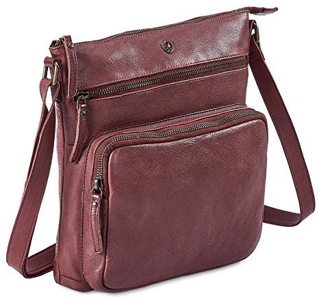 Cochoa Frauen Damen Vintage Echtes Leder Große Umhängetasche Ledertasche Handtasche (Burgunderfarben)