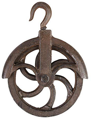 Esschert Design Flaschenzugrolle aus Gusseisen, 14,1 x 4,5 x 18,2 cm, sehr stabil