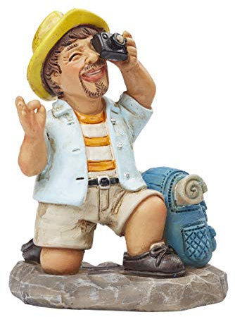 Hobbyfun Tourist mit Rucksack knieend Figur Deko 8 cm Miniatur wandern Urlaub