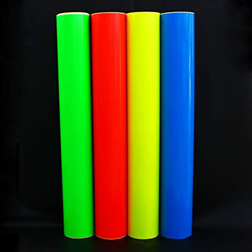 (12,99 €/m²) Plotterfolie Neon Folie Plottfolie Markierungsfolie Bastelfolie selbstklebend fluoreszierend (Neon Grün, 100 x 31.5 cm)