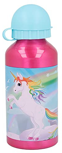 Stor8412497290345Aluminio Botella, 400 ml Capacidad, Unicornios