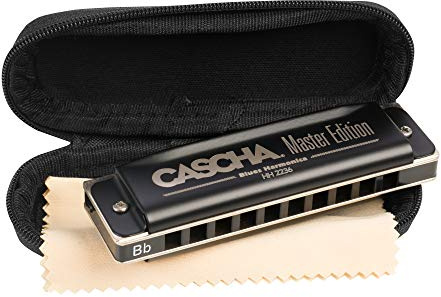 CASCHA Master Edition Blues Harmonica, hochwertige Mundharmonika in Bb-Dur mit Soft Case und Pflegetuch, Blues Organ