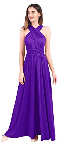 Femme Robe Longue de Cérémonie Chic Robe Ado Multi-Style Sexy Taille Haute sans Manche Robe Fille d’Eté Bandage de Soirée Cocktail Demoiselle d'honneur Mariage Fête Aniversaire Violet foncé S