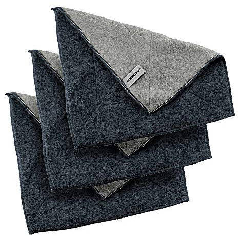Kochblume 1-3-5-10er Set | Microfasertuch Putztuch 30 x 30cm, Aufnahmefähigeit bis ca. 300 ml | In der bunten Box (anthrazit-grau, 3er Set)