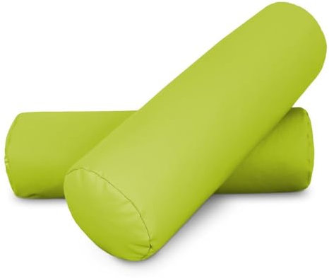 Happers Nackenrolle 2er-Pack 50x15cm aus Kunstleder Grün. Nackenkissen zur Linderung von Haltungsschmerzen oder zum Schlafen