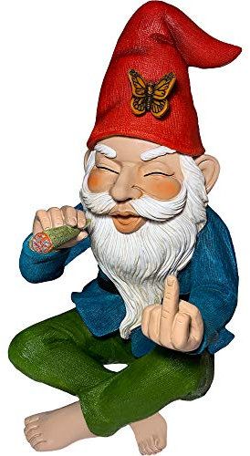 Mood Lab Gartenzwerg - Entspannter Rauch-Zwerg - 24,6 cm hoch - Gartenzwerg - Rasen Figur