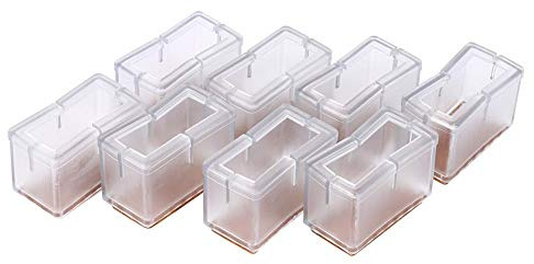 GOTOTOP Möbelbeinkappe, Stuhlbeine, rechteckig, Bodenschutz mit Gummisohle (0,94 x 1,77 x 1,22 Zoll) (transparent)