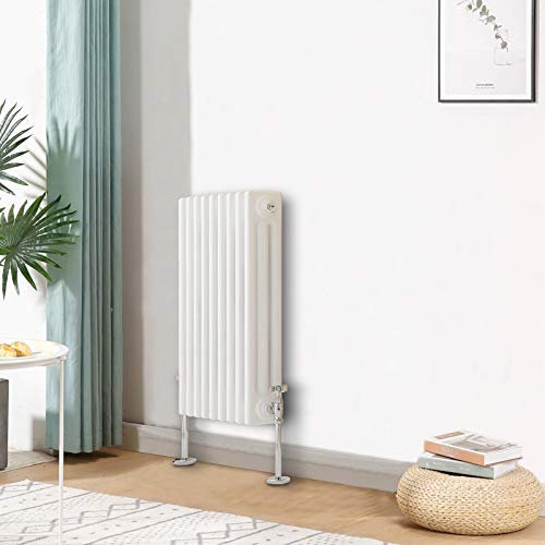 Blümme Traditional Horizontal Cast Iron Radiator Central Heating Radiators White Triple Column 600 x 425mm