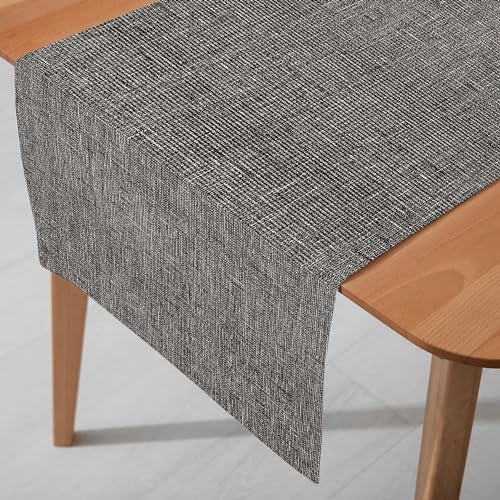 DecoHomeTextil Heimtextilmanufaktur Miami Tischläufer Tablerunner Breite 40 cm Länge und Farbe wählbar Metallik Grau 40 x 420 cm