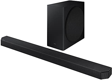 Samsung HW-Q900A Q-Symphony Soundbar, Cinematic Dolby Atmos, Q-Serie, Soundbar für TV (2021), 7.1.2-Kanal, Amazon Alexa integriert, SoundFit Sound+, Schwarz