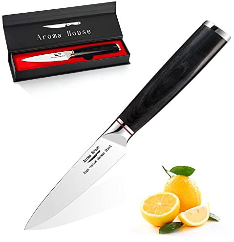 Cuchillo para verduras Cuchillo para frutas Cuchillo de cocina Pequeño 10 cm Cuchillo para pelar Cuchilla forjada muy afilada Cuchillos con mango ergonómico Cuchillo para pelar de acero inoxidable