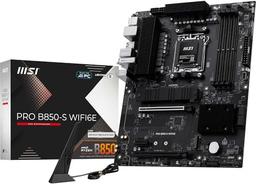 MSI PRO B850-S WIFI6E – Scheda Madre ATX compatibile con processori AMD Ryzen 9000/8000 / 7000 (AM5) – Supporto DDR5 Memory Boost fino a 8200+ MT/s (OC), PCIe 4.0 x16, slot M.2 Gen5, Wi-Fi 6E, LAN 2