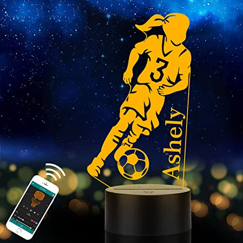 Lampada da calcio personalizzata per bambini con nome personalizzato per bambini figlio nipote luce notturna a LED idea regalo per compleanno Halloween Natale Capodanno decorazione della stanza