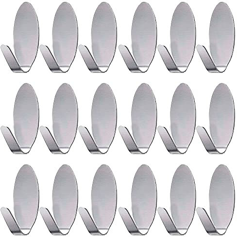 Ganchos Adhesivos para pared - 18 Colgadores de pared adhesivos - Colgador toalla baño, cuadros, trapos de cocina, llaves - Lote de 18 perchas adhesivas