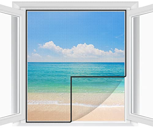 Cinkee Zanzariera Finestra Regolabile Fai da te 250x155 cm,Zanzariera Trasparente 2 pezzi | Zanzariera per Porte di Balconi e Giardini con Nastro-Adesivo, Senza Necessità di Forare,Bianco