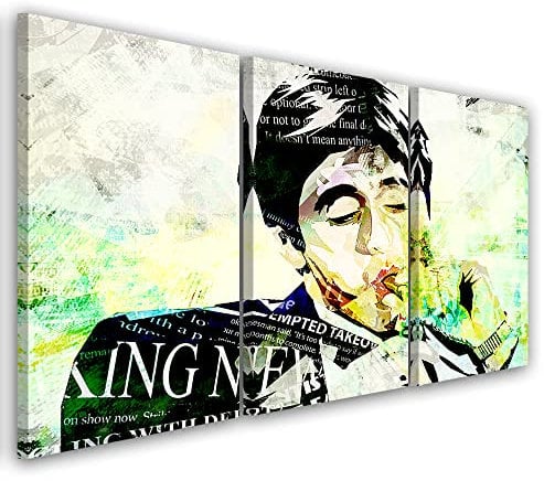 Feeby 3-teilig Wandbild 120x60 cm Al Pacino Scarface Porträt Abstraktion Druckbild Leinwandbild Wandbild Kunst Bilder Schlafzimmer Deko Wohnzimmer Der Pate Schauspieler Pop-Kultur Grün