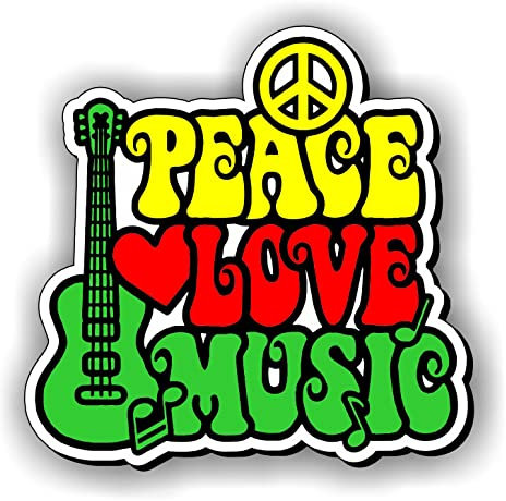 Expelia Aufkleber Peace Love Music aus PVC passend für Auto Motorrad Wohnmobil PC