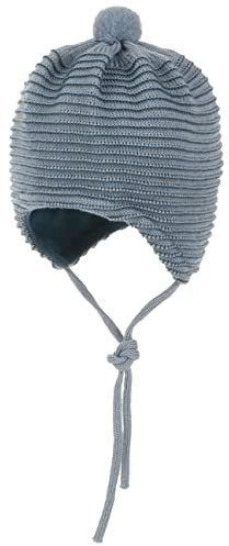 maximo Vajela Merino Babymütze Mütze Baumwollmütze Wintermütze Kinder - Made in Germany mit Futter, Kinnband Winter Herbst-Winter - 47 cm blau