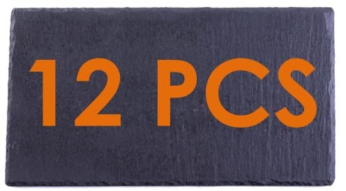 eGenuss 12 Assiettes à dessert en ardoise pour restaurants | Plateau de service professionnel en ardoise 30x15 cm