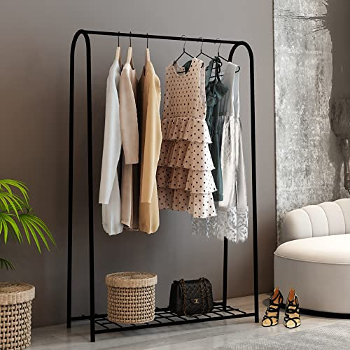 [en.casa] Garderobenständer Hvorslev Kleiderregal Jackenständer mit Einer Kleiderstange Kleiderständer aus Metall für Wohnzimmer und Schlafzimmer 144 x 89 x 32