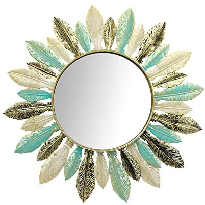 perfk Specchio artistico in ferro Decorazione da parete Specchio da appendere Specchio per trucco Cerchio moderno per l'arredamento dell'hotel