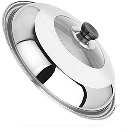 HEIBTENY Couvercle en verre multifonctionnel, couvercle de casserole, couvercle de casserole, couvercle de wok en acier inoxydable de 28 cm