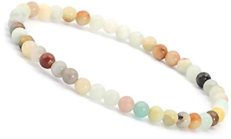 Unique Gems Perlenarmband Edelstein Damen Armband echter Amazonit Ø 4mm Chakra Perlen Buddha Schutzarmband