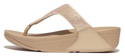 Fitflop Women's Lulu Crystal Embellished Toe-Post Sandals, Beige/café, 38 EU