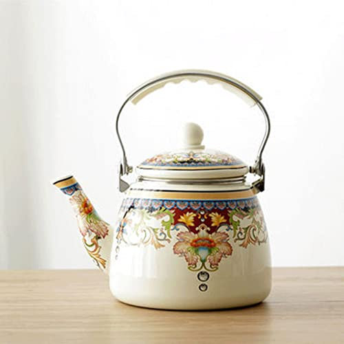 ANIFM Emaille-Wasserkocher, Kaffeekanne, praktische Büro-Teekanne, Tee-Set, Blumen-Teekanne, Kaffeekanne (A, Einheitsgröße) Comfortable Anniversary