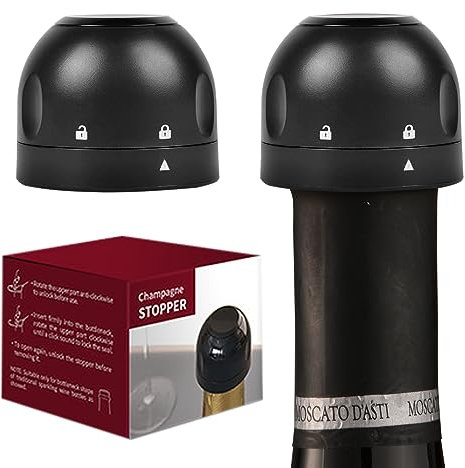 FBBULES 2 Pièces Bouchon Bouteille Champagne, Bouchon Champagne en Silicone Réutilisable avec Interrupteur Rotatif, Bouchon de Champagne Verrouillable