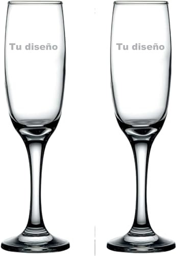 Cocholate - Pack de dos copas de cava personalizadas - Copas champan personalizadas para novios - Cristal 21cl - Regalo de Boda, Celebraciones, Bodas de Oro o Bodas de Plata (Tu logo, 1)