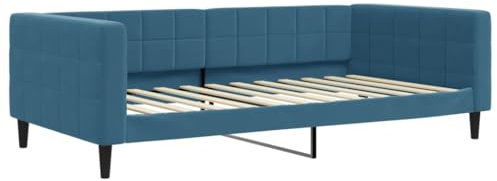 vidaXL Tagesbett, Gästebett 2-in-1, Sofabett Schlafsofa für Schlafzimmer Wohnzimmer, Bettsofa Sofa, Modernes Design, Blau 100x200cm Samt