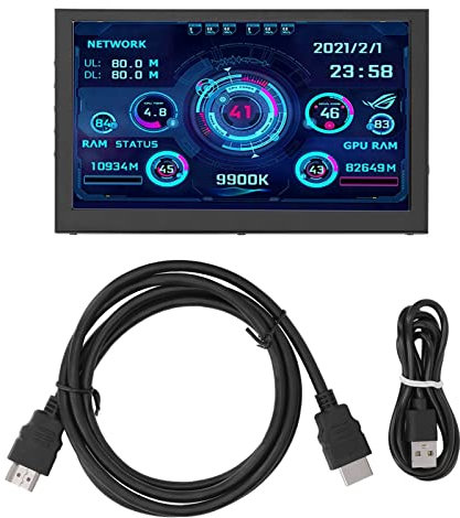 YWBL-WH Computer Monitor 7in Computer CPU Hardware Temperature Monitor Dynamic Temperature Secondary Display Screen High Definition for PC Computer, Monitor