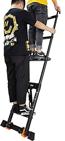 CORCI Ladders,Black Aluminumladder with Hook Stabiliser, Rv Caravan Campervan Pickup Truck Outdoor Heavy Duty Extension Ladder, 2.6M,2.9M,3.2M,3.8M Tall/Black/5.5M/18Ft