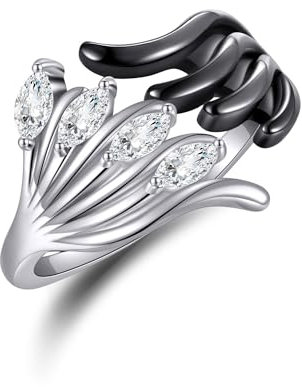 Engel Teufel Ring Sterling Silber Dämon Engelsflügel Verstellbarer offener Ring Schmuck Geschenke für Frauen
