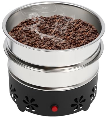 ACROSSPART Kaffeebohnenkühler, Kaffeebohnen Kühlmaschine aus 304 Edelstahl, Rund Kaffeebohnen Kühler 2 Lagig Edelstahlgewebe, Kaffeeröstung Elektrische KaffeebohnenküHlung für Zuhause Kaffee