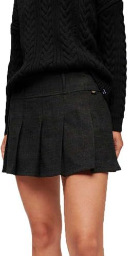 Superdry Damen Niedriger Aufstieg, gefaltet, Mini Rock, Graue Tones Check, 40